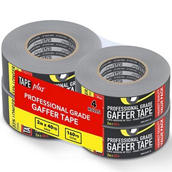 Bulk Gaffer Tape 4 Pack - 2 in X 40 Yards (120 Feet Per Roll) Black Tape