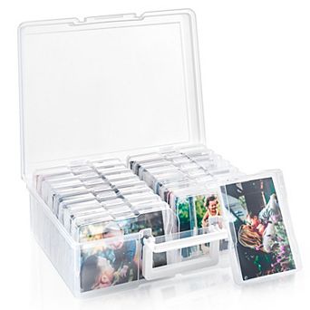 Sorbus Clear Durable Box with 16 Cases (4" x 6") - Great for Photo Organization and Craft Storage