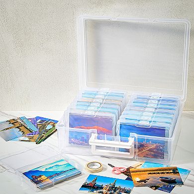 Sorbus Clear Durable Box with 16 Cases (4" x 6") - Great for Photo Organization and Craft Storage