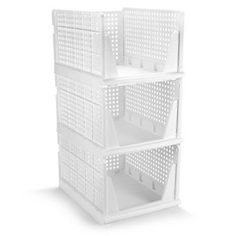 Sorbus 3 tier Large Open Front Plastic Stand - for closets, bedrooms, bathrooms, or pantries