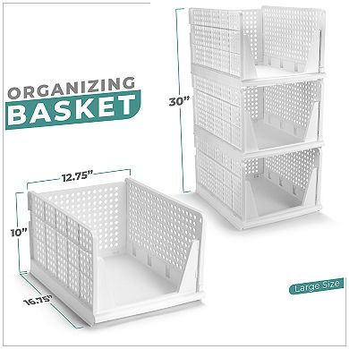 Sorbus 3 Tier Large Open Front Plastic Stand - for closets, bedrooms, bathrooms, or pantries