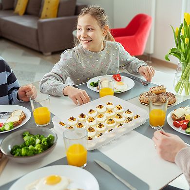 Sorbus Set of 2 Egg Containers with Lids - Stackable & Portable Dispenser (Holds 48-Egg)