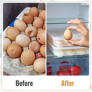 Sorbus Set of 2 Egg Containers with Lids - Stackable & Portable Dispenser (Holds 48-Egg)