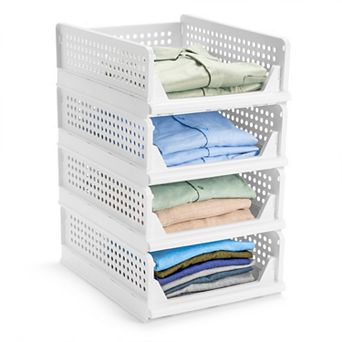 Sorbus 4 tier Small Open Front Plastic Stand - for closets, bedrooms, bathrooms, or pantries