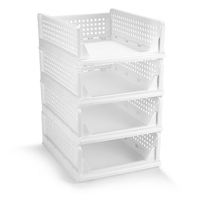Sorbus 4 Tier Small Open Front Plastic Stand - for closets, bedrooms, bathrooms, or pantries