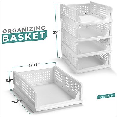 Sorbus 4 Tier Small Open Front Plastic Stand - for closets, bedrooms, bathrooms, or pantries