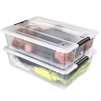 Sorbus 2 Pack 40-qt Clear Underbed Stackable Storage Bins with Lids and Handles