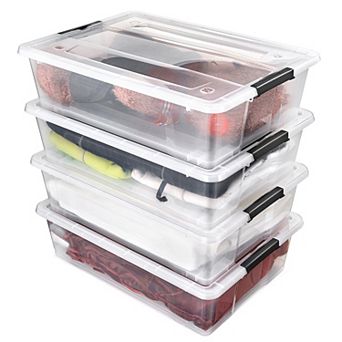 Sorbus 4 Pack 40-qt Clear Underbed Stackable Storage Bins with Lids and Handles