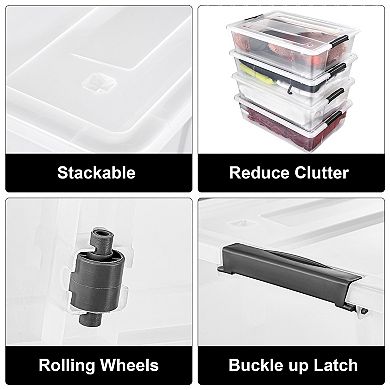 Sorbus 4 Pack 40qt Clear Underbed Stackable Storage Bins with Lids and Handles