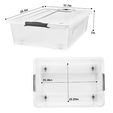 Sorbus 4 Pack 40qt Clear Underbed Stackable Storage Bins with Lids and Handles