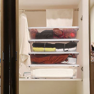 Sorbus 4 Pack 40qt Clear Underbed Stackable Storage Bins with Lids and Handles