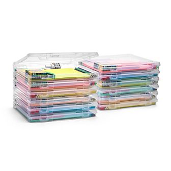 Sorbus 12 Thin 10"x12" Clear Storage Cases - Snap Closure, Ideal for Board Games, Crafts, and more