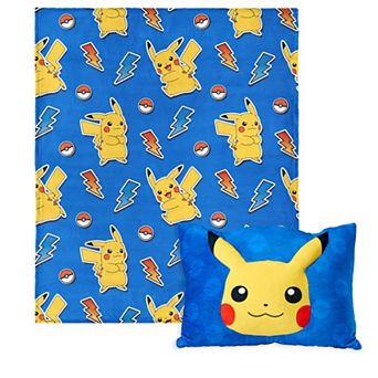 Pokemon Pika Pika Silk Touch Throw Blanket 50X60 in with Plush Pocket Pillow 14X20 inches