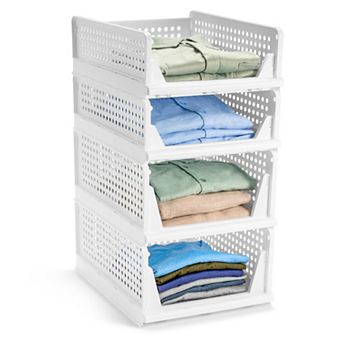 Sorbus 4 tier Open Front Plastic Stand - for closets, bedrooms, bathrooms, or pantries