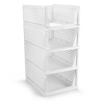 Sorbus 4 tier Medium Open Front Plastic Stand - for closets, bedrooms, bathrooms, or pantries