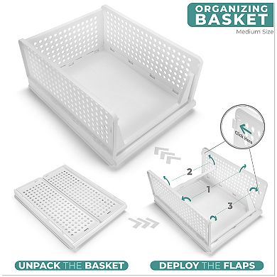 Sorbus 4 Tier Medium Open Front Plastic Stand - for closets, bedrooms, bathrooms, or pantries