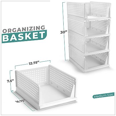 Sorbus 4 Tier Medium Open Front Plastic Stand - for closets, bedrooms, bathrooms, or pantries