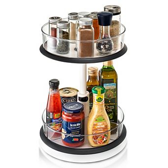 Sorbus 2 tier Clear Lazy Susan Turntable Organizer - 360° Rotating Spice Rack