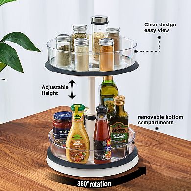 Sorbus 2-Tier Clear Lazy Susan Turntable Organizer - 360° Rotating Spice Rack