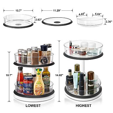 Sorbus 2-Tier Clear Lazy Susan Turntable Organizer - 360° Rotating Spice Rack