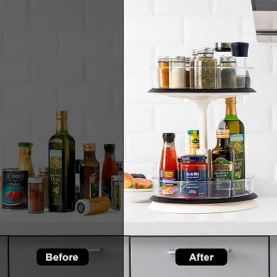 Sorbus 2-Tier Clear Lazy Susan Turntable Organizer - 360° Rotating Spice Rack