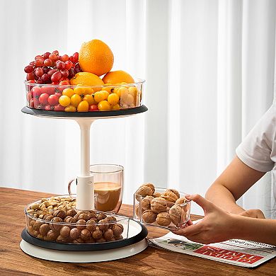 Sorbus 2-Tier Clear Lazy Susan Turntable Organizer - 360° Rotating Spice Rack