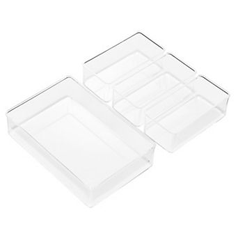 Sorbus Clear Drawer Organizer 4 pc Set, Multi-Purpose Bins for Makeup, Vanity Organization & more