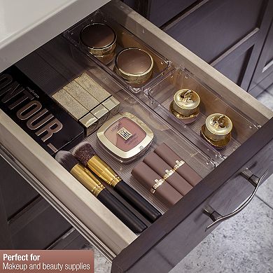 Sorbus Clear Drawer Organizer 4-Piece Set, Multi-Purpose Bins for Makeup, Vanity Organization & more