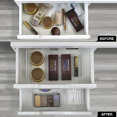 Sorbus Clear Drawer Organizer 4-Piece Set, Multi-Purpose Bins for Makeup, Vanity Organization & more