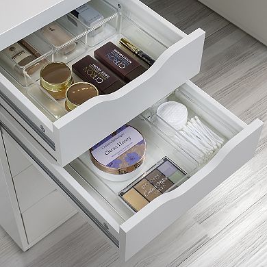 Sorbus Clear Drawer Organizer 4-Piece Set, Multi-Purpose Bins for Makeup, Vanity Organization & more