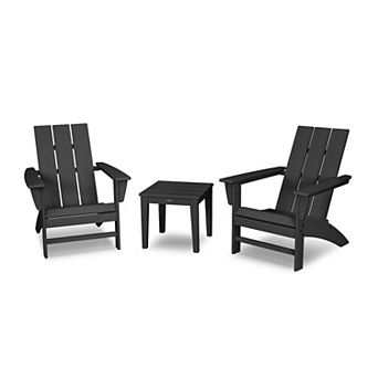 POLYWOOD Modern Adirondack Chairs and Side Table 3 pc Set