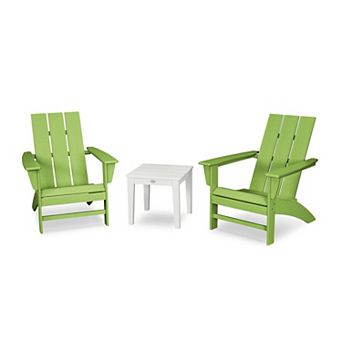 POLYWOOD Modern Adirondack Chairs and Side Table 3 pc Set