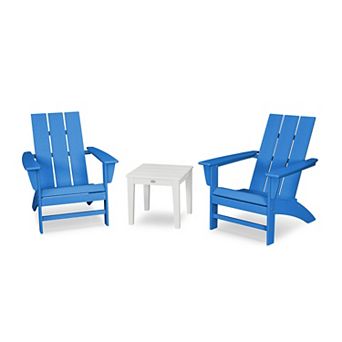POLYWOOD Modern Adirondack Chairs and Side Table 3 pc Set