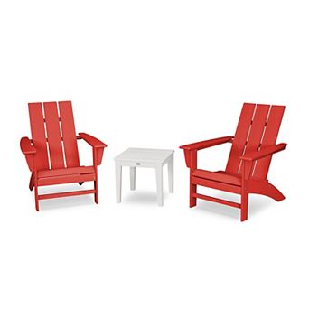 POLYWOOD Modern Adirondack Chairs and Side Table 3 pc Set