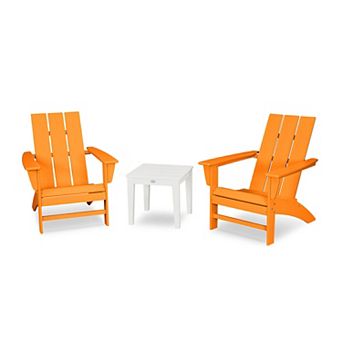 POLYWOOD Modern Adirondack Chairs and Side Table 3 pc Set