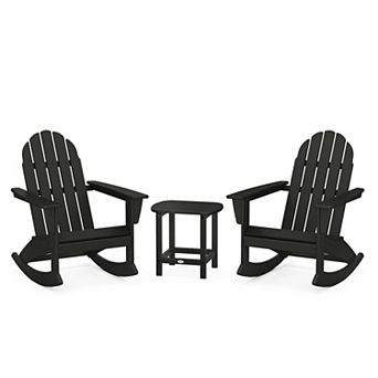 POLYWOOD Vineyard Adirondack Rocking Chair and South Beach Side Table 3 pc Set