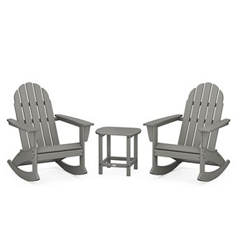 POLYWOOD Vineyard Adirondack Rocking Chair and South Beach Side Table 3 pc Set
