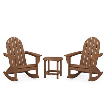 POLYWOOD Vineyard Adirondack Rocking Chair and South Beach Side Table 3 pc Set