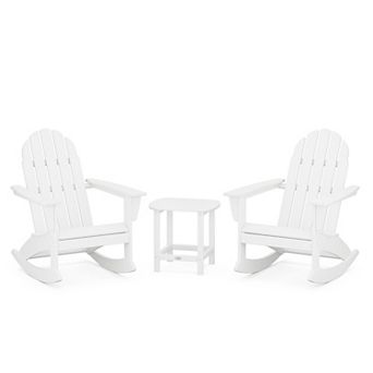 POLYWOOD Vineyard Adirondack Rocking Chair and South Beach Side Table 3 pc Set