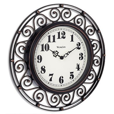 Westclox Wrought Iron Bronze Round Wall Clock