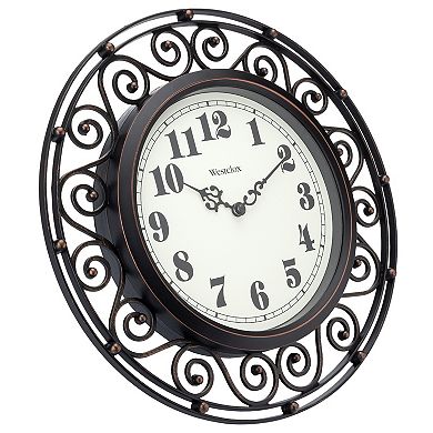 Westclox Wrought Iron Bronze Round Wall Clock