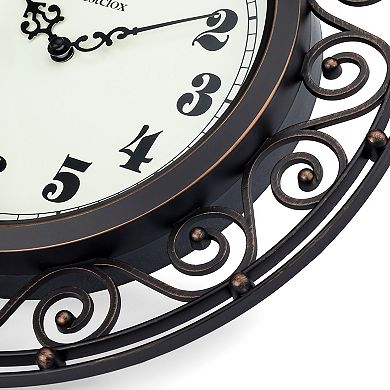 Westclox Wrought Iron Bronze Round Wall Clock
