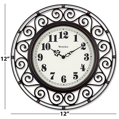 Westclox Wrought Iron Bronze Round Wall Clock