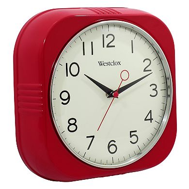 Westclox 9.5 in. Red Square Retro Wall Clock