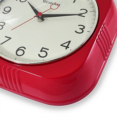 Westclox 9.5 in. Red Square Retro Wall Clock