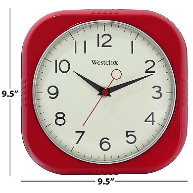 Westclox 9.5 in. Red Square Retro Wall Clock