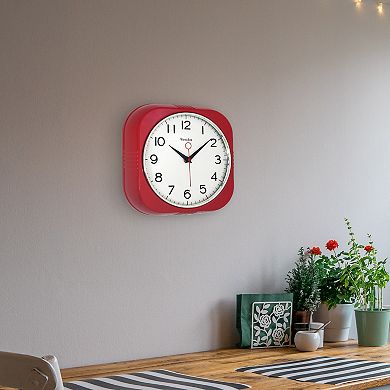 Westclox 9.5 in. Red Square Retro Wall Clock