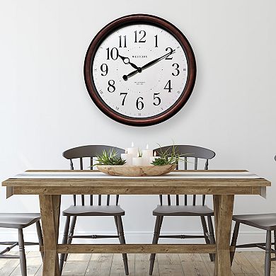 Westclox Brown Woodgrain 20 in. Wall Clock