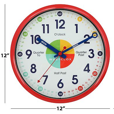Westclox Red 12 in. Time Teacher Clock