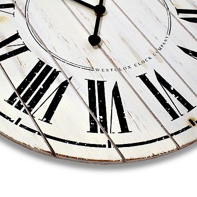 Westclox 18 in. White Washed Wood Wall Clock